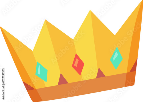This vibrant crown features bright yellow elements complemented by colorful gems. It symbolizes joy and festivity ideal for celebrations and special occasions.