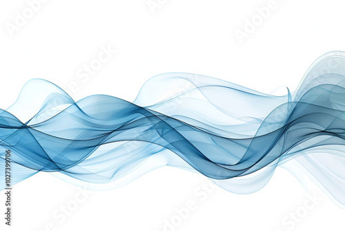 abstract blue smoke wave on white background for art design or wallpaper, abstract blue background with some smooth lines, Transparent blue wave on a white background,abstract design element.
