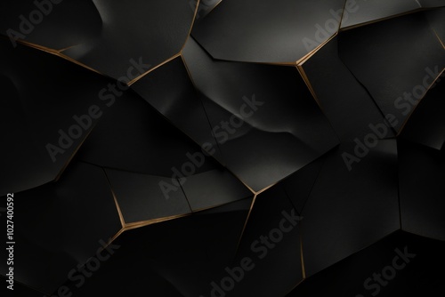 Abstract black geometric pattern with gold accents