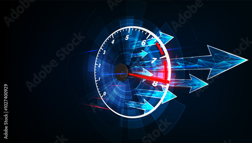 Speed motion background with fast speedometer car. Racing velocity background.