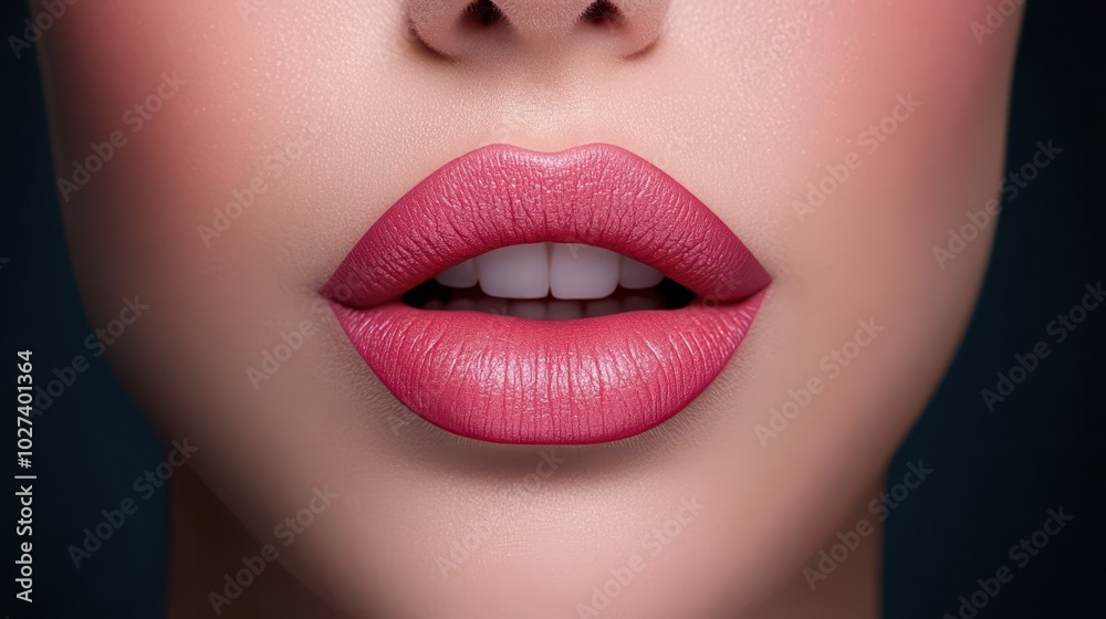 Close-up of beautiful female lips highlighting natural hues and textures in a luxurious dark setting Close-up of beautiful female lips highlighting natural hues and textures in a luxurious dark setting