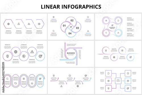 Set Line iinfographic. Creative concept for infographic with 4, 5, 6 steps or processes.
