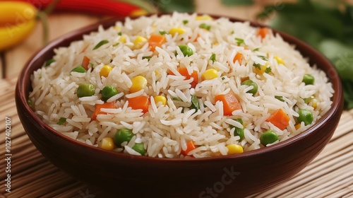 Colorful Fried Rice with Fresh Vegetables