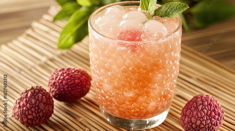 Refreshing Lychee Bubble Tea with Ice Refreshing Lychee Bubble Tea with Ice