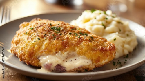 Delicious Chicken Cordon Bleu with Creamy Mashed Potatoes