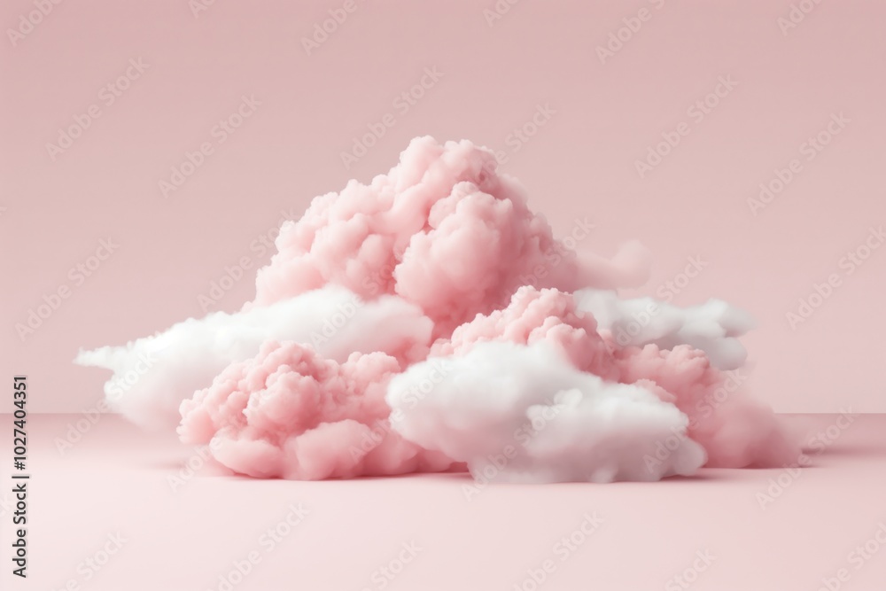 Ethereal pink and white clouds on soft pastel background Ethereal pink and white clouds on soft pastel background