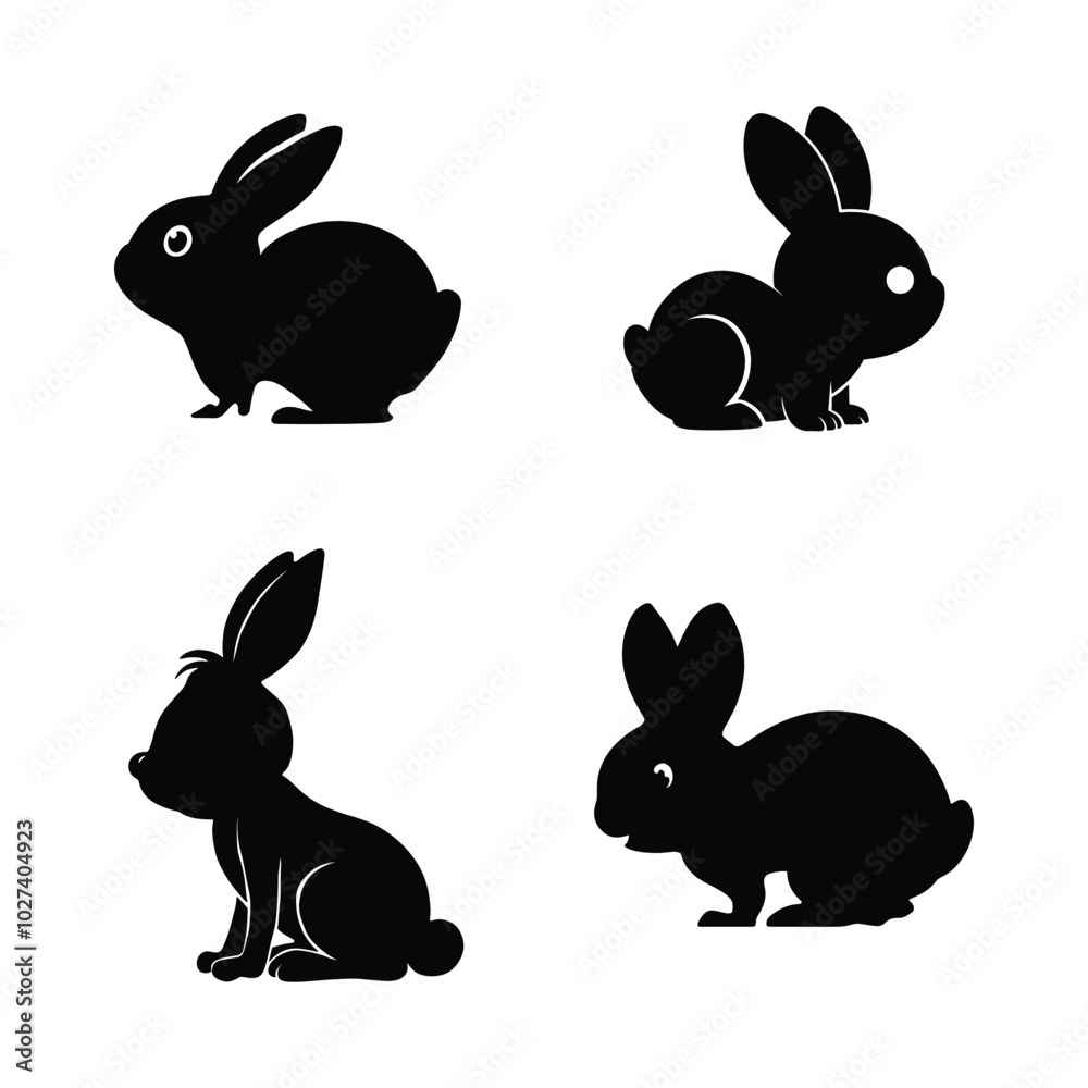 Fototapeta premium Adorable Bunny Vector Icon Set for Seasonal Designs