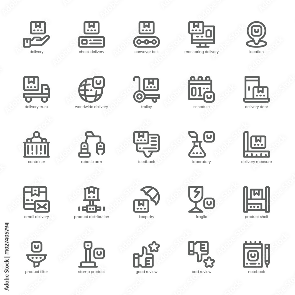 Delivery Control icon pack for your website, mobile, presentation, and logo design. Delivery Control icon outline design. Vector graphics illustration and editable stroke. Delivery Control icon pack for your website, mobile, presentation, and logo design. Delivery Control icon outline design. Vector graphics illustration and editable stroke.