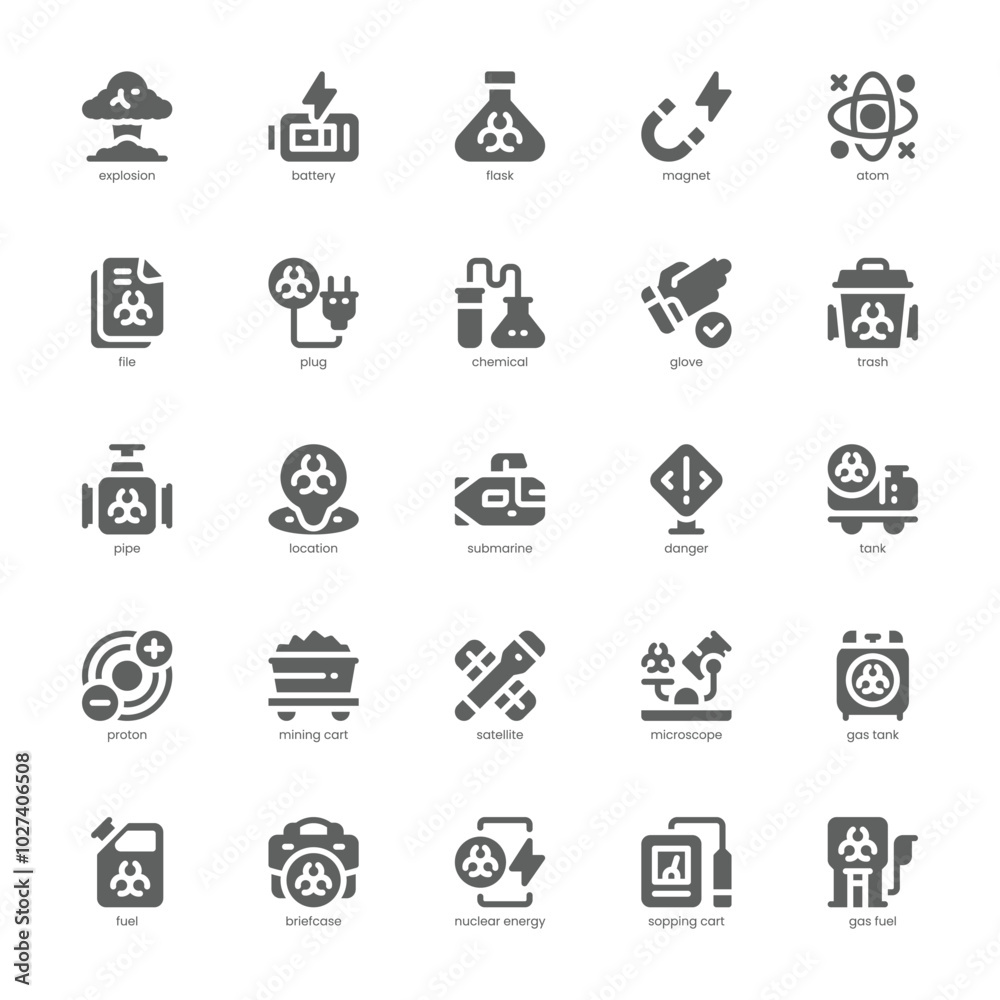 Nuclear Energy icon pack for your website, mobile, presentation, and logo design. Nuclear Energy icon glyph design. Vector graphics illustration and editable stroke. Nuclear Energy icon pack for your website, mobile, presentation, and logo design. Nuclear Energy icon glyph design. Vector graphics illustration and editable stroke.