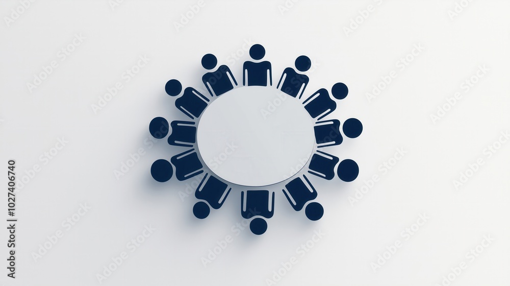 Circle of people around a table, collaboration concept, white isolate background Circle of people around a table, collaboration concept, white isolate background
