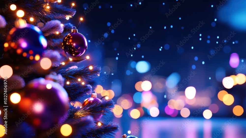 Vibrant 3D Cartoon Christmas Scene with Ornaments Vibrant 3D Cartoon Christmas Scene with Ornaments