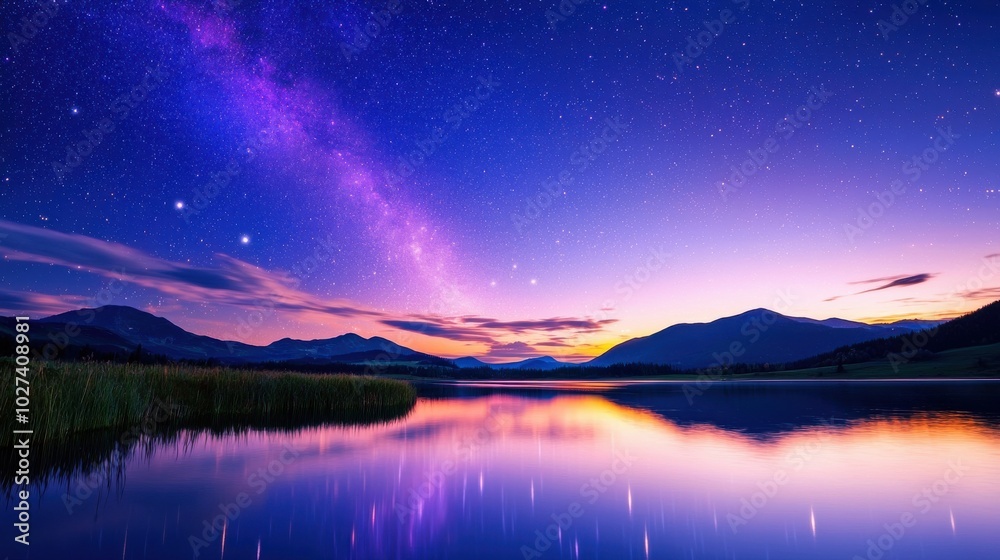 Fototapeta premium Scenic Astrophotography Setup at Twilight