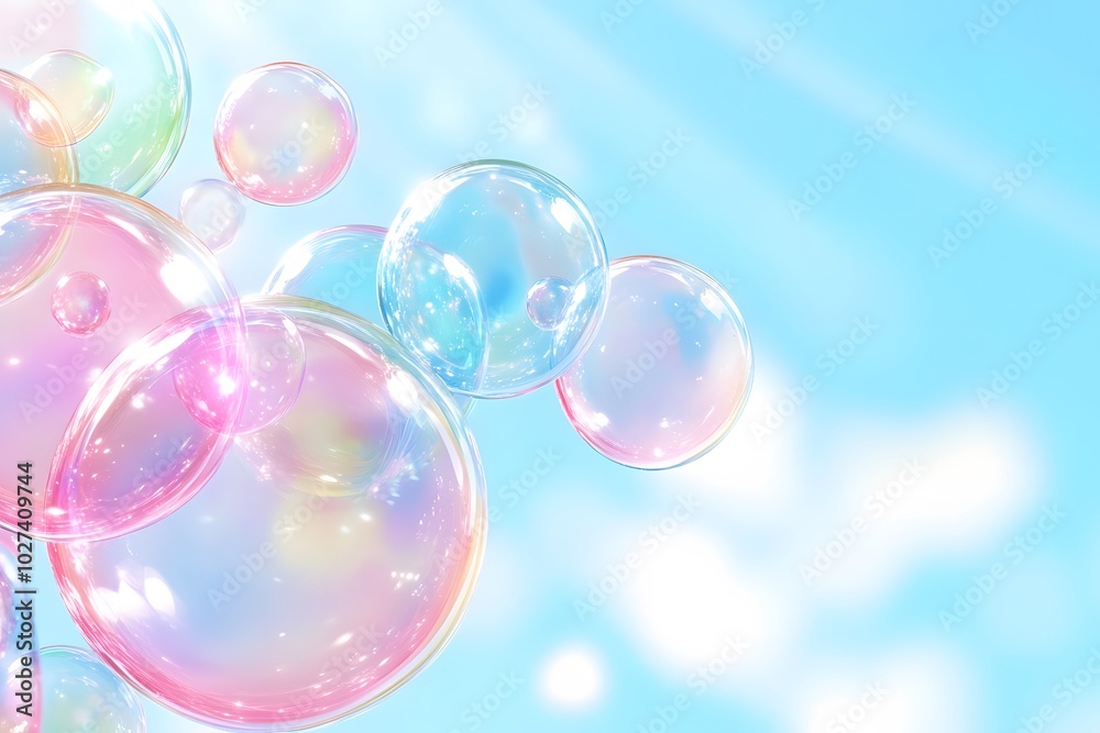 A soft pastel background with an array of bubbles in various sizes and colors A soft pastel background with an array of bubbles in various sizes and colors