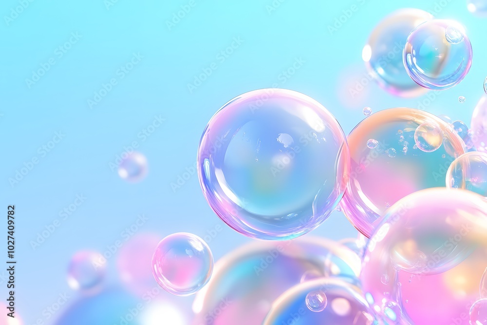 A soft pastel background with an array of bubbles in various sizes and colors A soft pastel background with an array of bubbles in various sizes and colors