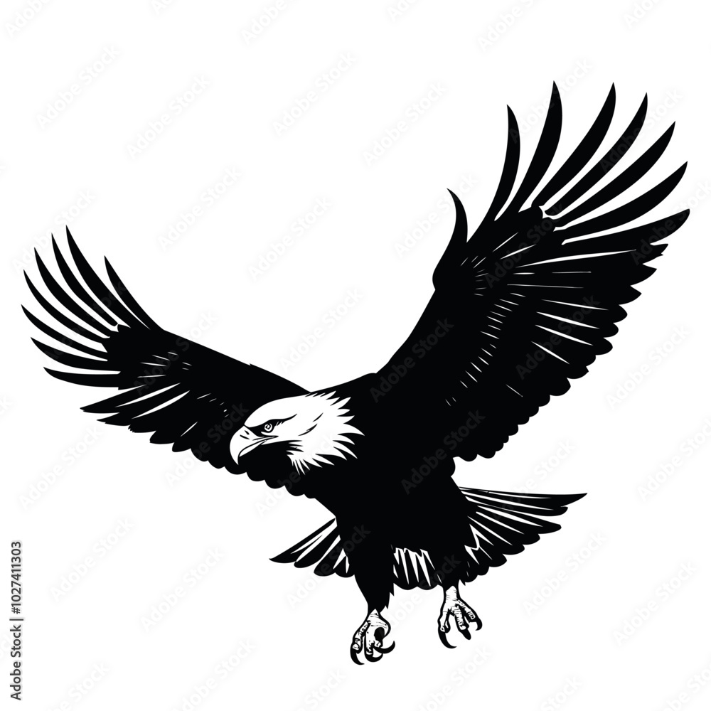 Obraz premium vector silhouette of eagle cut out black color