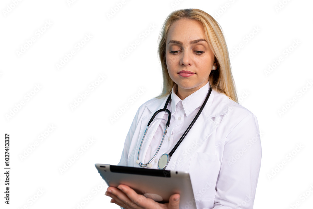 Young female medical professional ready for consultation with a tablet Young female medical professional ready for consultation with a tablet