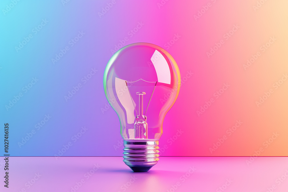Bright Idea: A vibrant, colorful lightbulb against a gradient backdrop. Symbolizing innovation, creativity, and inspiration. Bright Idea: A vibrant, colorful lightbulb against a gradient backdrop. Symbolizing innovation, creativity, and inspiration.