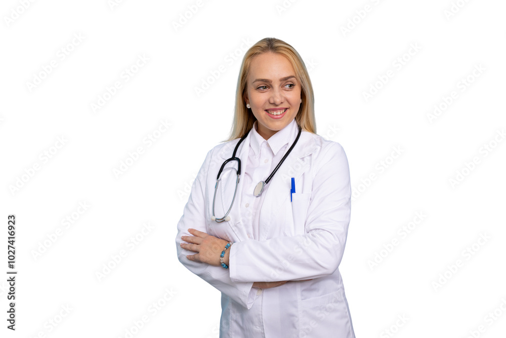 Portrait of a young female doctor in a white coat Portrait of a young female doctor in a white coat