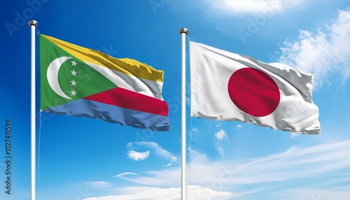 日本の国旗とコモロの国旗(Japan flag & Comoros flag.)
 photo