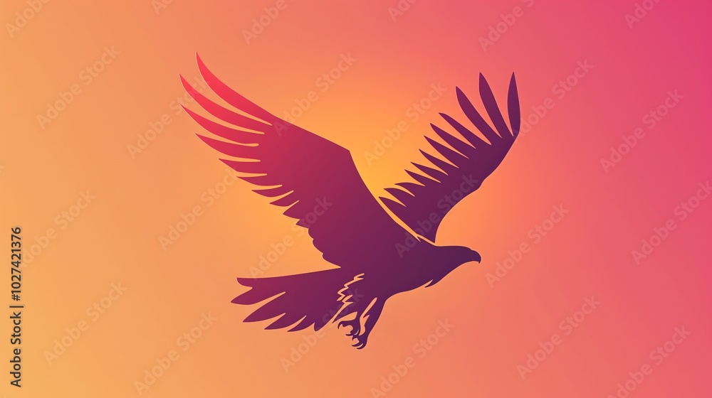 Obraz premium A silhouette of an eagle soaring through the sky.