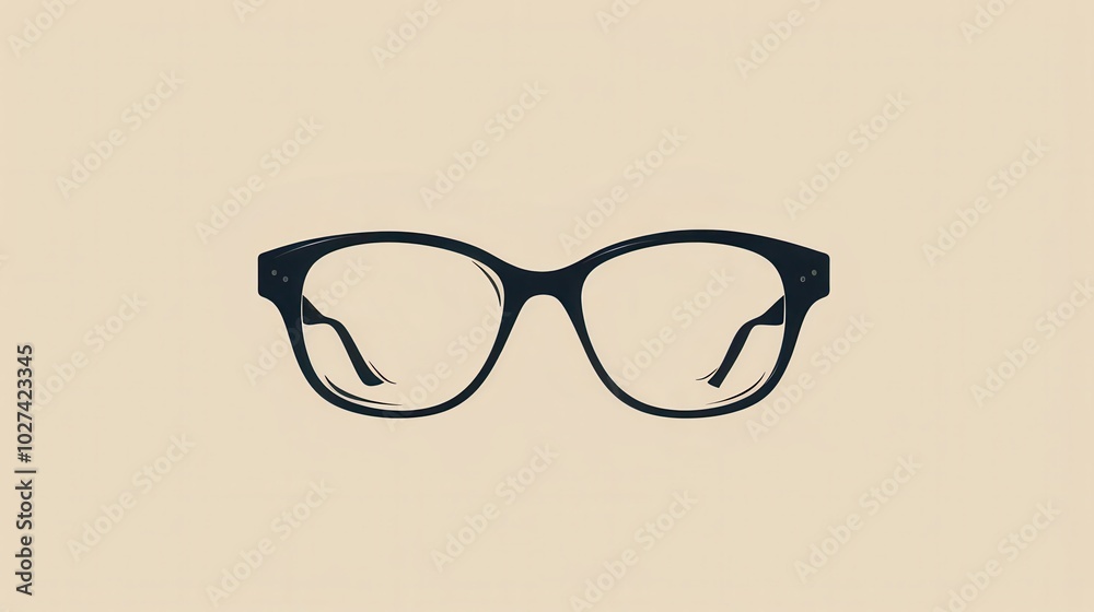 A pair of black eyeglasses rests on a plain background, highlighting their modern design ideal for enhancing vision and style. Generative AI A pair of black eyeglasses rests on a plain background, highlighting their modern design ideal for enhancing vision and style. Generative AI