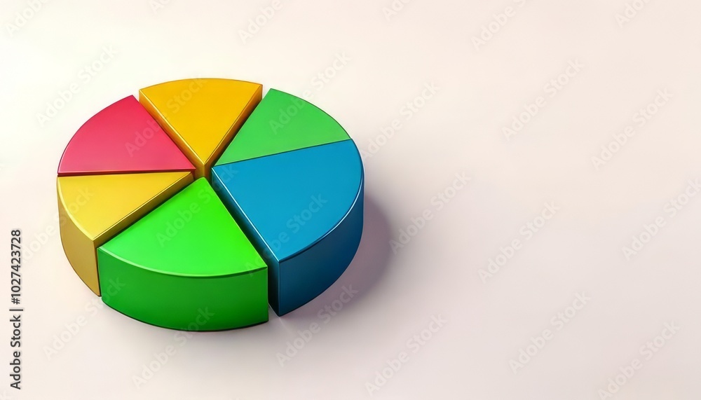 A colorful 3D pie chart displaying segments in various shades, representing data distribution and analysis visually. A colorful 3D pie chart displaying segments in various shades, representing data distribution and analysis visually.
