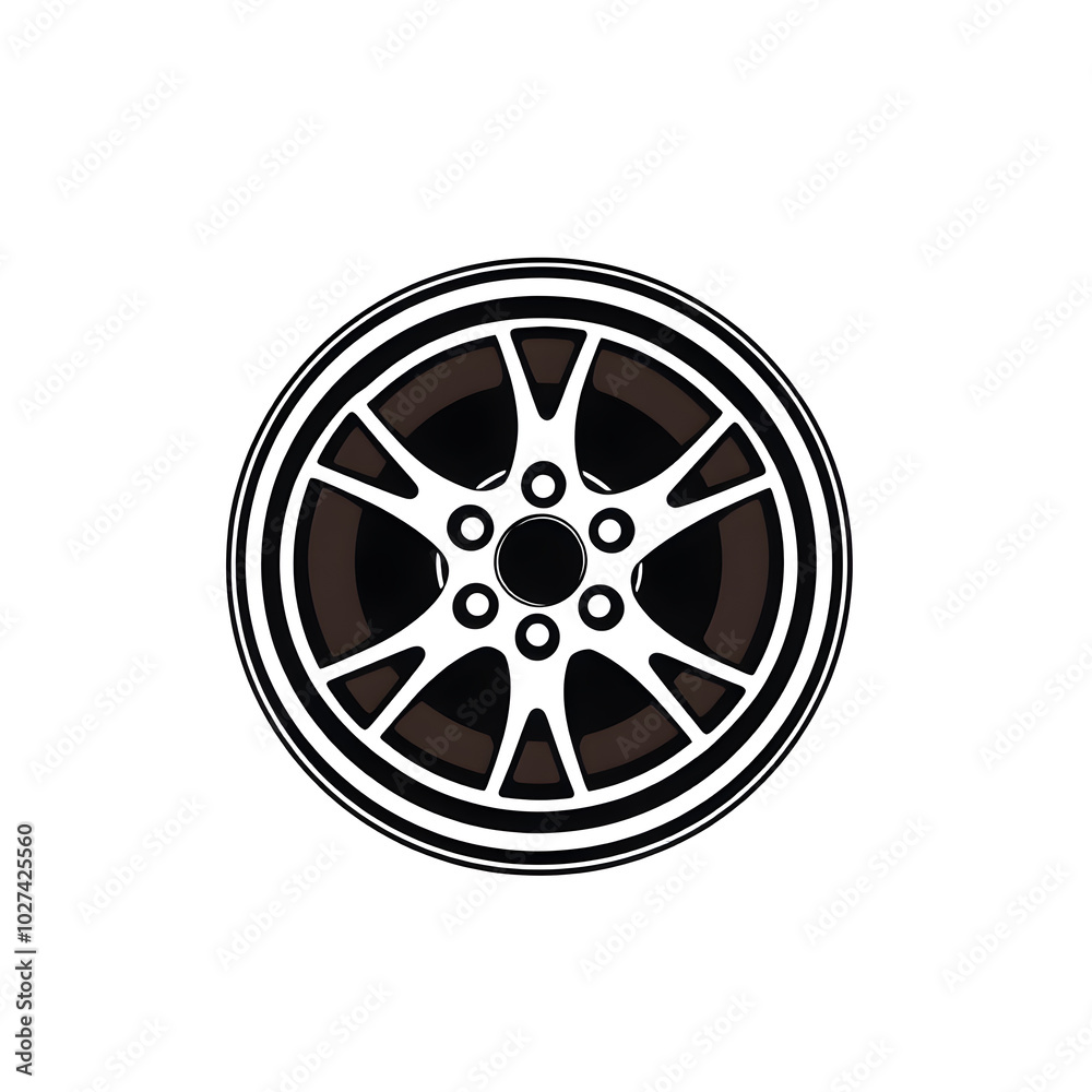 Fototapeta premium Car rim logo design on white background. Generative AI