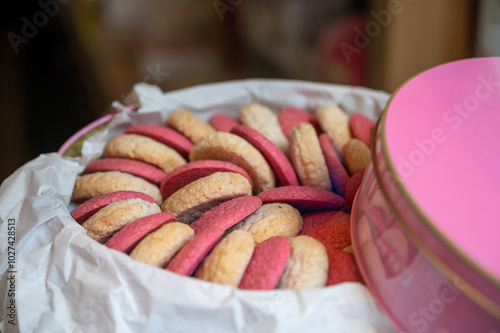 Almond macarons cakes in Basque Country style made in Saint-Jean de Luz, France photo