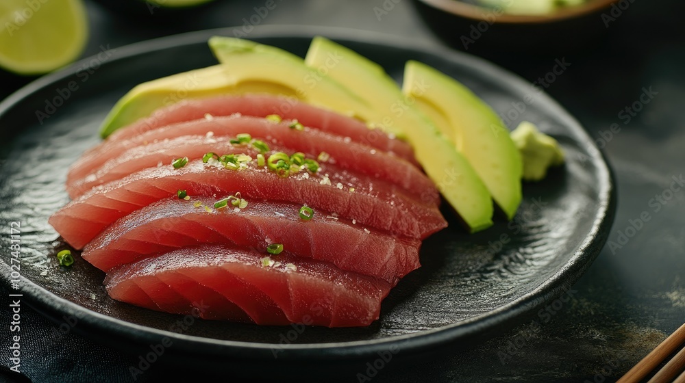 Fresh Slices of Tuna with Avocado and Wasabi Fresh Slices of Tuna with Avocado and Wasabi