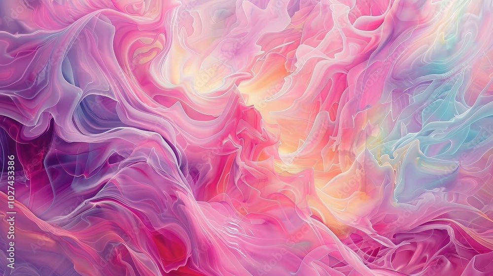 Vibrant abstract art depicting joyful thoughts and a serene mindset with soft pink tones Vibrant abstract art depicting joyful thoughts and a serene mindset with soft pink tones