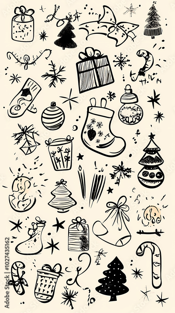 Obraz premium Christmas design elements - doodle xmas symbols vector image