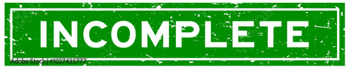 Grunge green incomplete word square rubber seal stamp on white background