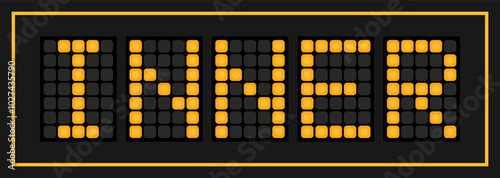 Orange color led banner in word inner on black background