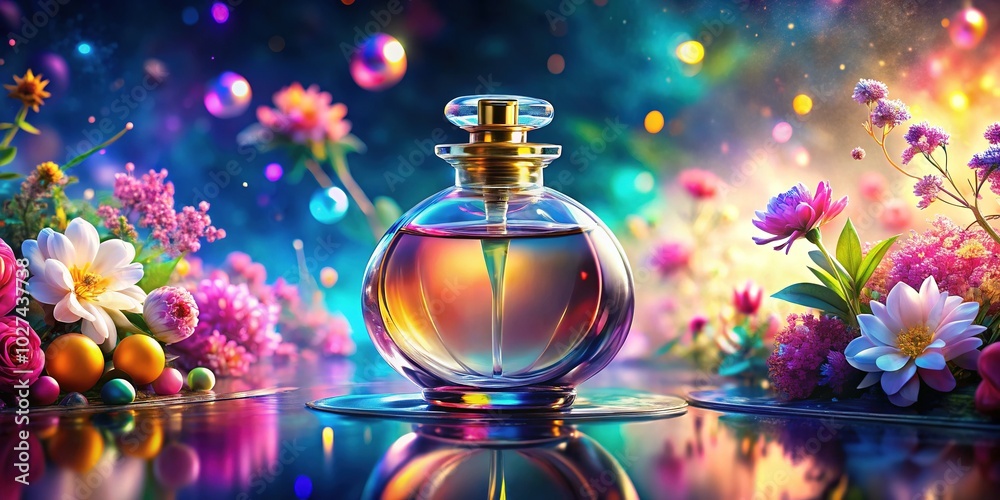 Surreal Close-Up Mockup of a Stylish Perfume Bottle in Dreamy Settings Surreal Close-Up Mockup of a Stylish Perfume Bottle in Dreamy Settings