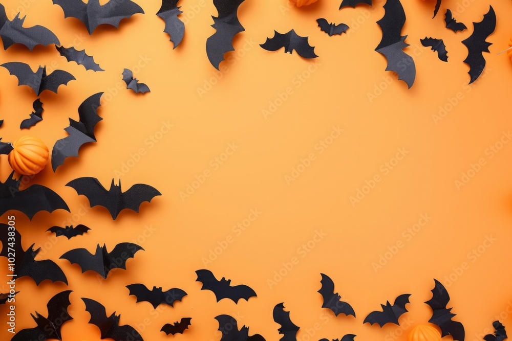 Halloween decorations on an orange background Halloween decorations on an orange background