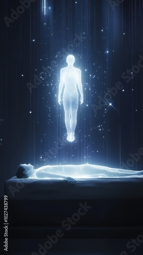 Obraz na płótnie Minimalist depiction of astral projection and spiritual journey, AI generated w salonie