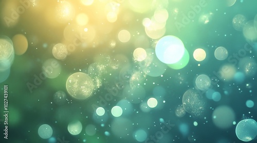 Sparkling Bokeh Lights in Emerald Green Background