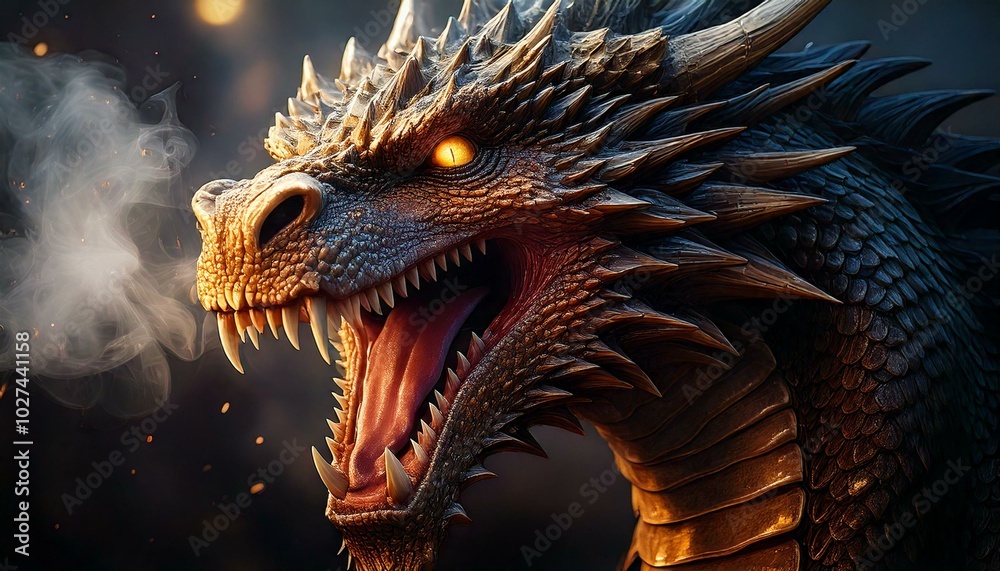 Drachen in Eidechsen Form Nahaufnahme Kopf Drachen in Eidechsen Form Nahaufnahme Kopf