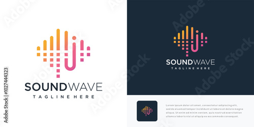 Letter J sound wave logo design illustration. sound wave logo icon with letter J	
