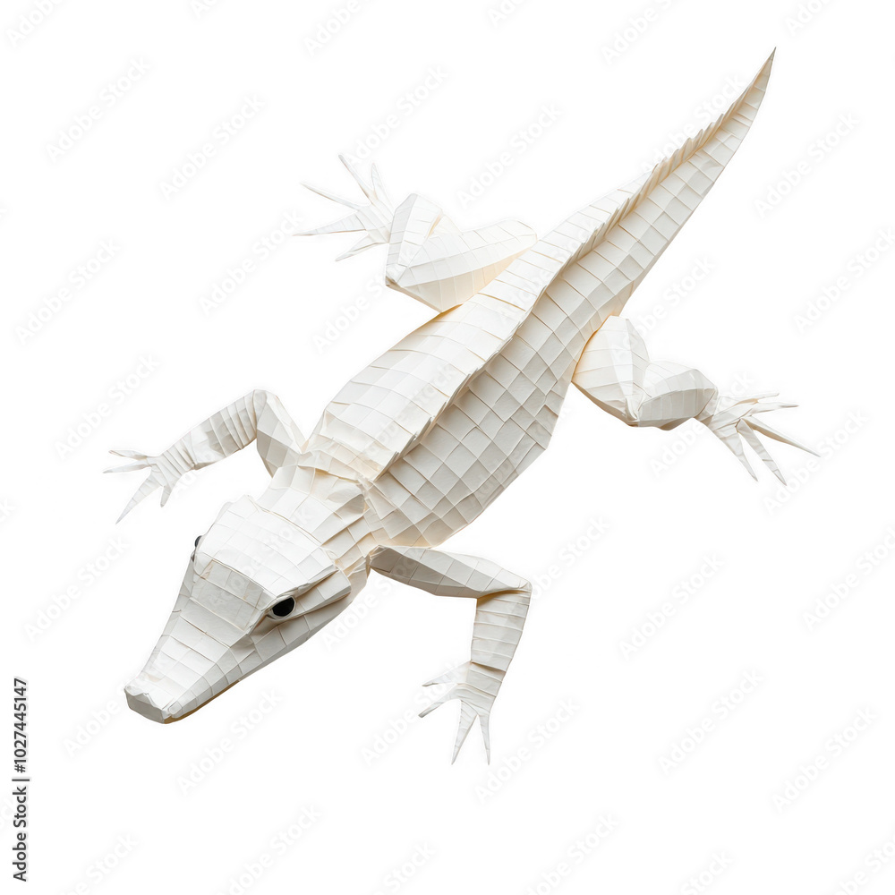 Fototapeta premium Vibrant Papier-Mâché Alligator Lizard Model with Expressive Eyes and Textured Scales