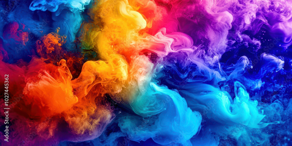 A colorful smokey cloud with a rainbow of colors A colorful smokey cloud with a rainbow of colors