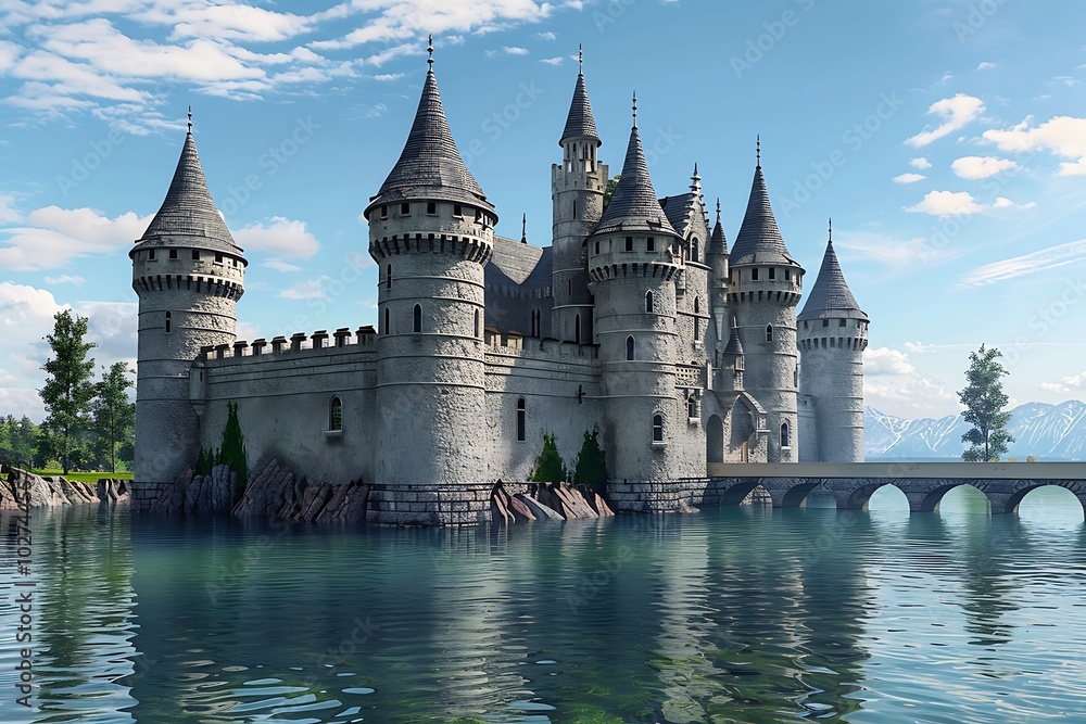 Historic castle with a bridge over water Historic castle with a bridge over water
