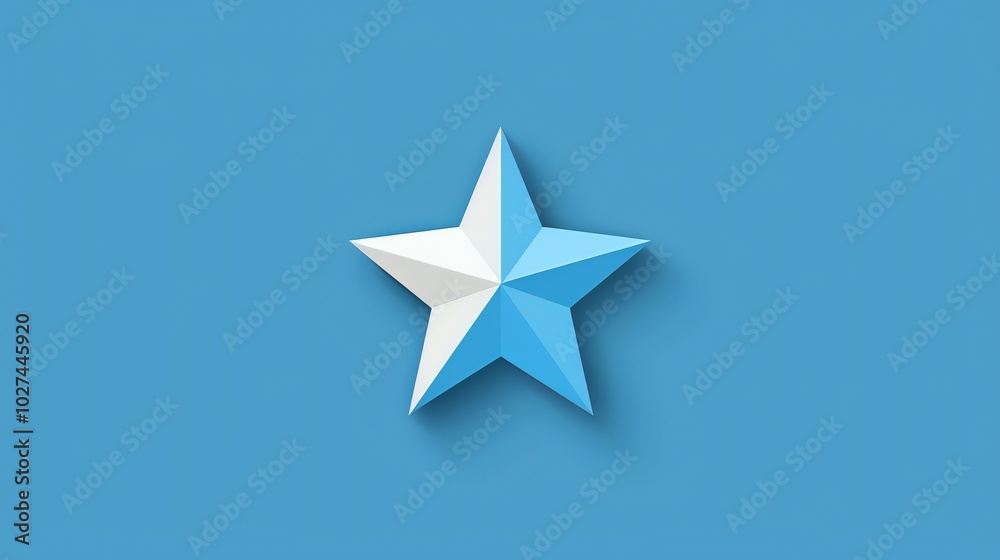 A white and blue paper star against a blue background. A white and blue paper star against a blue background.