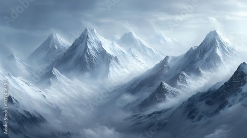 Majestic Snow Capped Mounta...