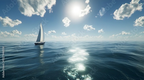 A Solitary Sailboat Navigat...