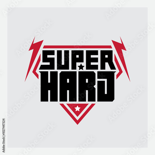 Super Hard - Bold Modern Logo Design with Lightning Bolts. Perfect for Sports, Gaming, Music Band or Extreme Activities Brand Identity. Modern Emblem for Gaming, Sports or Rock Music.