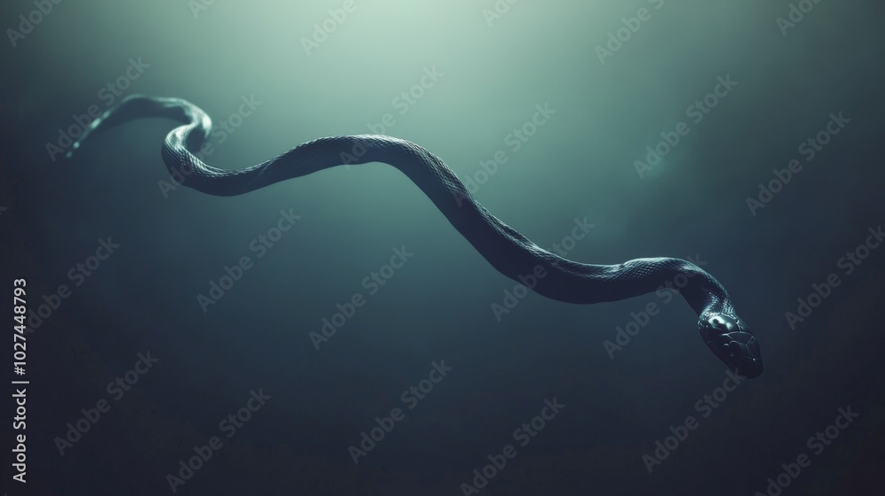 Fototapeta premium Mysterious Aquatic Serpent Gliding Through the Depths