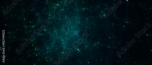 Wallpaper Mural Network connection structure. Abstract blue background with moving dots, lines and triangles. Futuristic illustration. Digital technology design. 3d rendering Torontodigital.ca