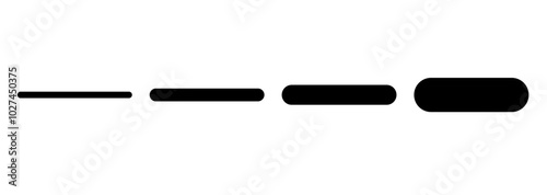 Vector flat graphic of minus sign with black color fill. Different size. EPS 10. Isolated on transparent background
