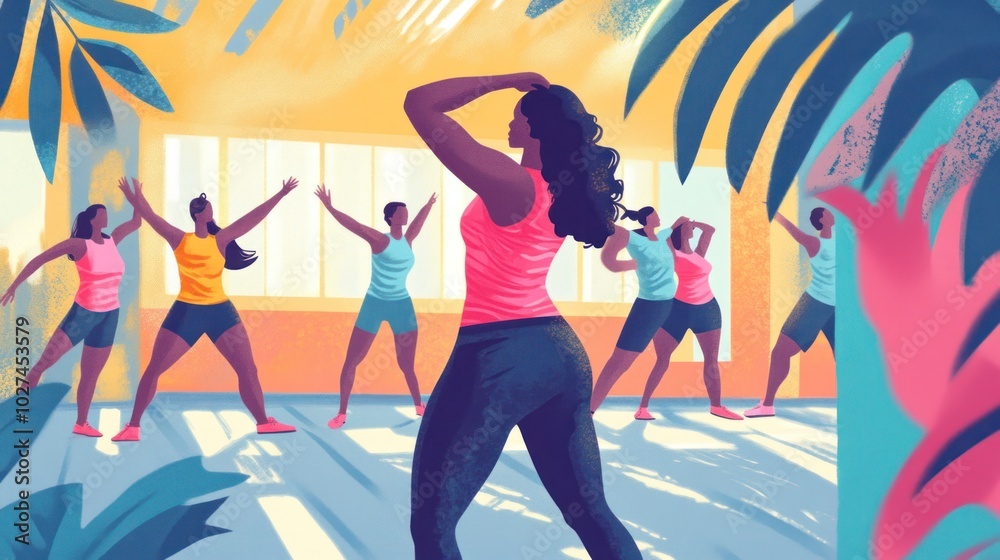 Stretching exercises illustrations, showing people stretching before and after workouts, vibrant and relaxing Stretching exercises illustrations, showing people stretching before and after workouts, vibrant and relaxing